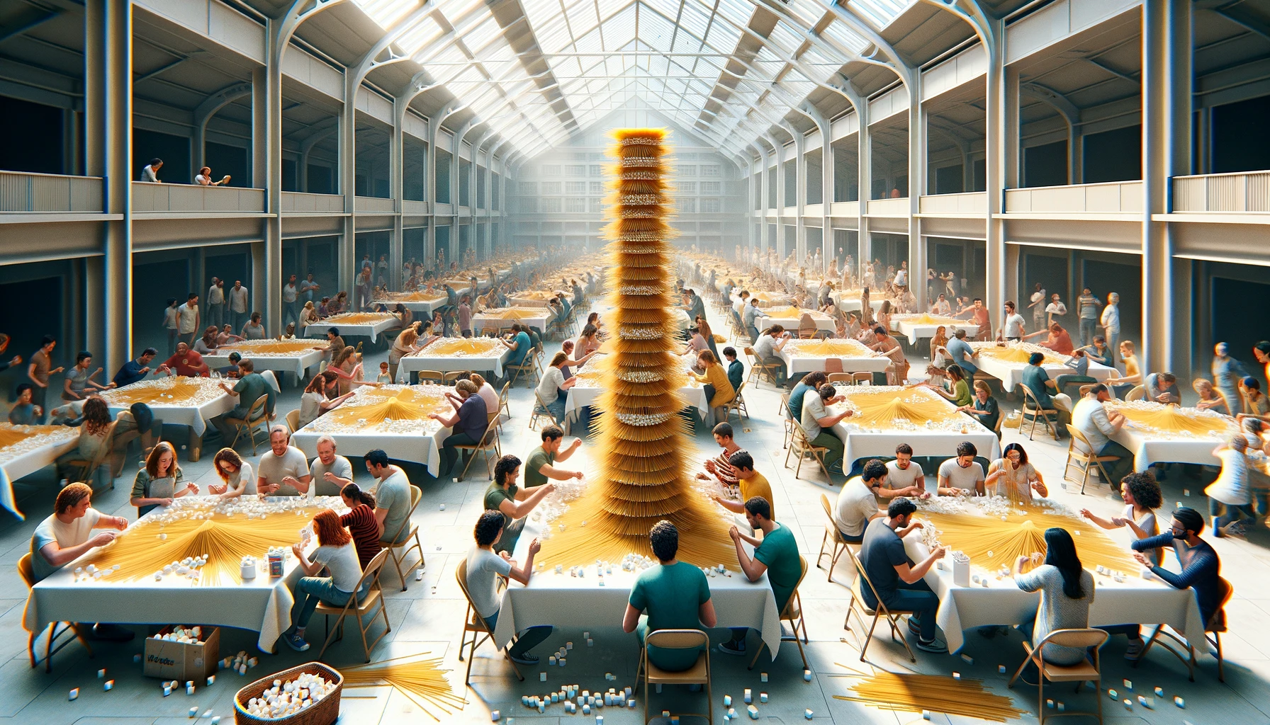 Spaghetti and Marshmallow Tower