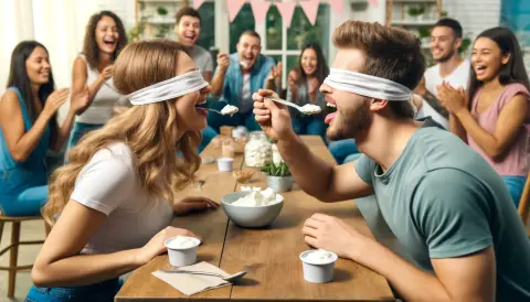 Blindfolded Yogurt Eating