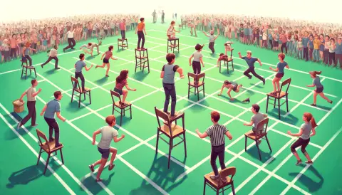 Standing on Chairs Relay Race