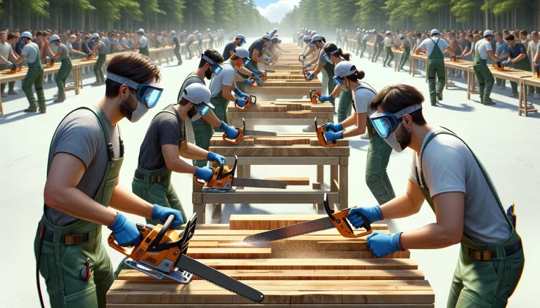 Play Cutting Wood, a team competition where players take turns cutting a large piece of wood. Test your teamwork and strength in this fun challenge!