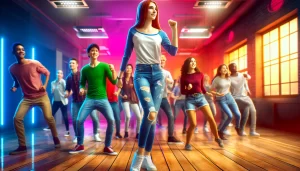 Just Dance Live is a game where students follow the leader's dance. One person leads with dance moves while others follow along.