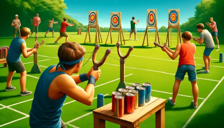 Enjoy the challenge of slingshot shooting! Set up targets and compete in teams for an exciting outdoor game. Perfect for target shooting fun.