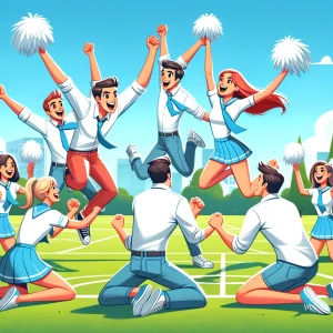 Join the Cheerleader Rock Paper Scissors tournament! Losers cheer for winners until the final victor is crowned in best of 3 matches.