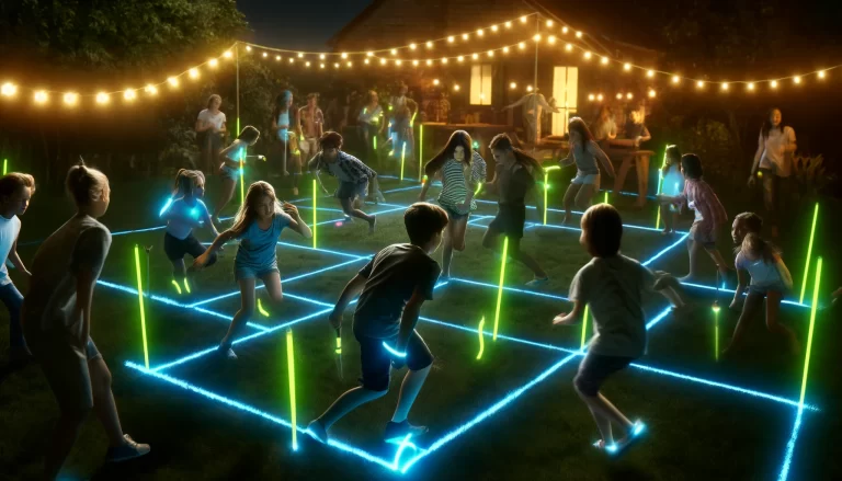 Experience the thrill of Glow-in-the-Dark Games where players and game objects light up with glow sticks, perfect for fun nights in the dark!