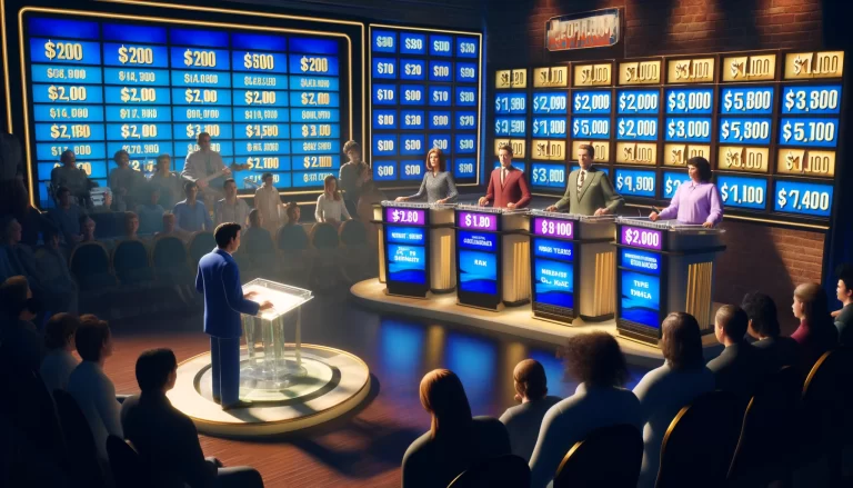 Learn how to play Jeopardy. Answer clues with questions, strategize, and compete. The contestant with the highest total at the end wins. Perfect for quiz lovers!